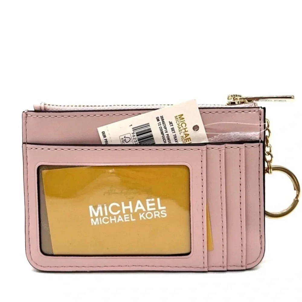 Michael Kors Jet Set Travel Small Top Zip Coin Pouch with ID Holder Powder Blush - Picture 6 of 8